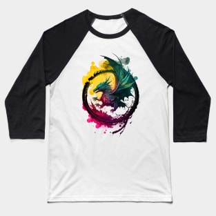 Dragon Painting Watercolor Baseball T-Shirt